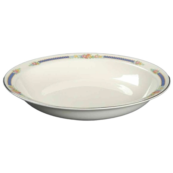 4 HALL Rim Soup Bowl Blue Bouquet (Platinum Trim) Vintage - Picture 1 of 5